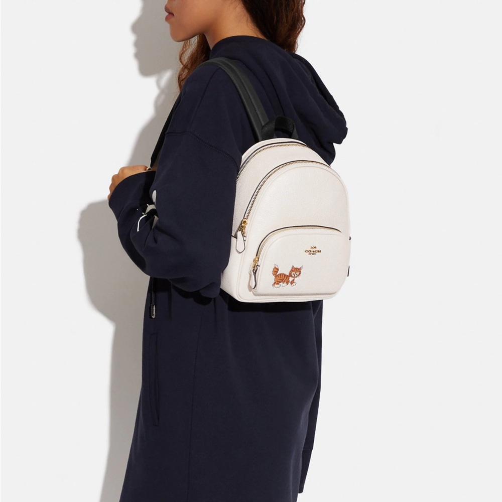 COACH Mini Court Backpack With Dancing Kitten COLOR:
Gold/Chalk Multi - Picture 6 of 6